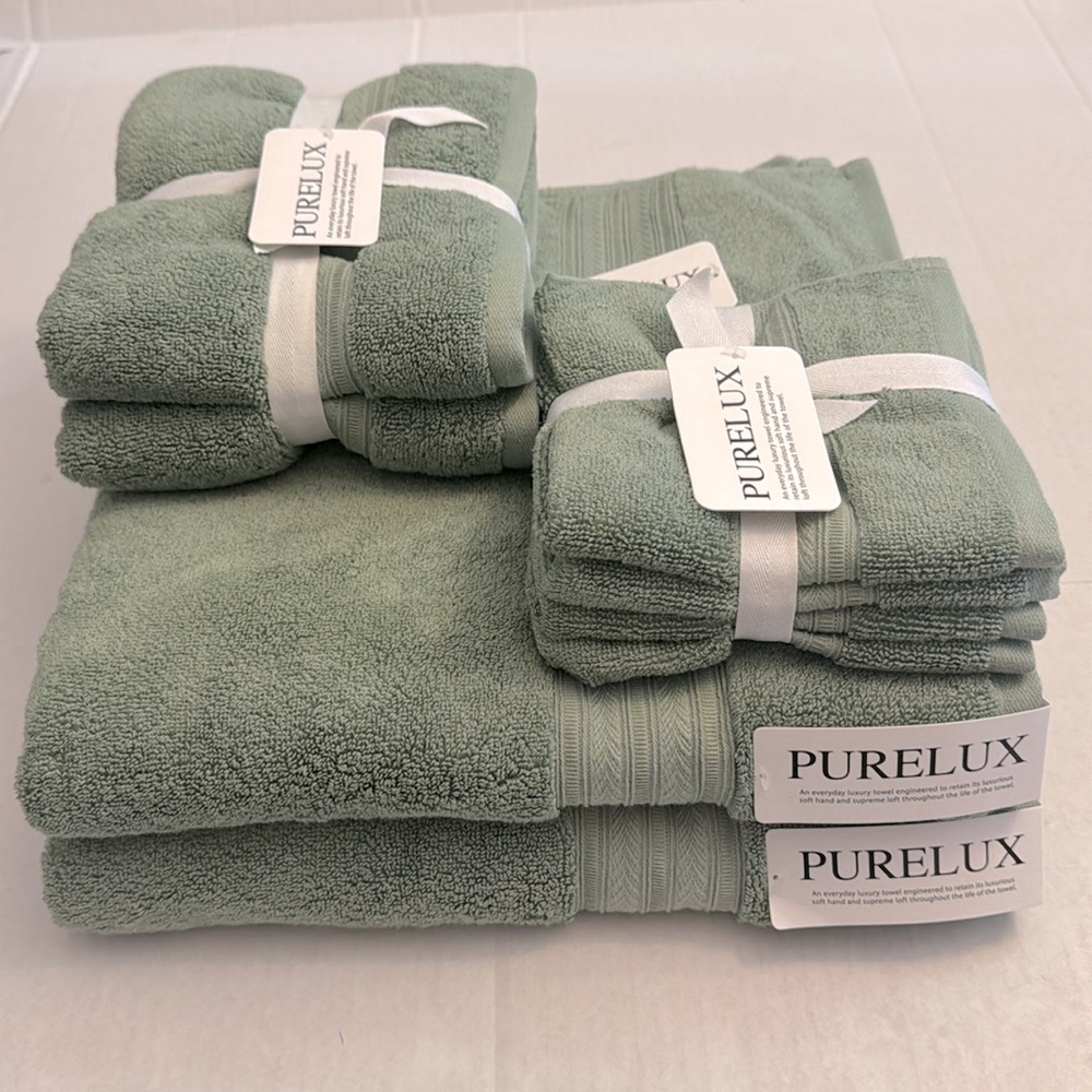 💥8pc PURELUX Luxury Bath Towel Set - Loft By Loftex - Rayon From Bamboo - Olive